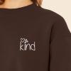 imageDALIX Be Kind Embroidered Fleece Relaxed Boxy Fit Long Sleeve Crewneck Sweatshirt WomensBrown