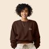 imageDALIX Be Kind Embroidered Fleece Relaxed Boxy Fit Long Sleeve Crewneck Sweatshirt WomensBrown