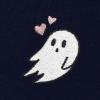 imageDALIX Heartly Ghost Embroidered Fleece Short Sweats Soft Warm WomensNavy Blue