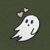 imageDALIX Heartly Ghost Embroidered Fleece Short Sweats Soft Warm WomensOlive