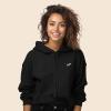 imageDALIX Panda Embroidered Fleece Cropped Hoodie Cold Fall Winter WomenBlack