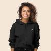 imageDALIX Panda Embroidered Fleece Cropped Hoodie Cold Fall Winter WomenDark Heather