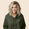 imageDALIX Panda Embroidered Fleece Cropped Hoodie Cold Fall Winter WomenMilitary Green