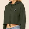 imageDALIX Panda Embroidered Fleece Cropped Hoodie Cold Fall Winter WomenMilitary Green