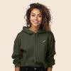 imageDALIX Panda Embroidered Fleece Cropped Hoodie Cold Fall Winter WomenMilitary Green