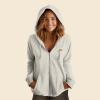 imageDALIX Pizza Embroidered Fleece Zip Washed Hoodie Cold Fall Winter WomenBone