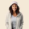 imageDALIX Pizza Embroidered Fleece Zip Washed Hoodie Cold Fall Winter WomenBone
