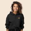 imageDALIX Rainbow Embroidered Fleece Cropped Hoodie Cold Fall Winter WomenDark Heather