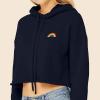 imageDALIX Rainbow Embroidered Fleece Cropped Hoodie Cold Fall Winter WomenNavy Blue