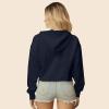 imageDALIX Rainbow Embroidered Fleece Cropped Hoodie Cold Fall Winter WomenNavy Blue