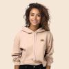 imageDALIX Rainbow Embroidered Fleece Cropped Hoodie Cold Fall Winter WomenPeach