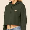 imageDALIX Rainbow Glow in the Dark Embroidered Fleece Cropped Hoodie Cold Fall Winter WomenMilitary Green