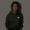 imageDALIX Rainbow Glow in the Dark Embroidered Fleece Cropped Hoodie Cold Fall Winter WomenMilitary Green