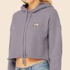 imageDALIX Rainbow Glow in the Dark Embroidered Fleece Cropped Hoodie Cold Fall Winter WomenStorm Gray