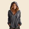 imageDALIX Snap Heart Embroidered Fleece Zip Washed Hoodie Cold Fall Winter WomenShadow
