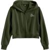 imageDALIX Be Kind Embroidered Fleece Cropped Zip Hoodie Cold Fall Winter WomensMilitary Green