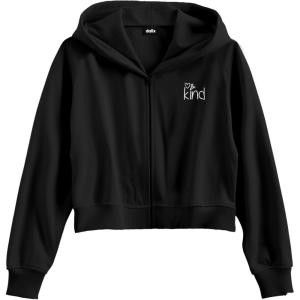 imageDALIX Be Kind Embroidered Fleece Cropped Zip Hoodie Cold Fall Winter WomensBlack