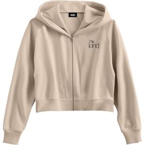 imageDALIX Be Kind Embroidered Fleece Cropped Zip Hoodie Cold Fall Winter WomensTan