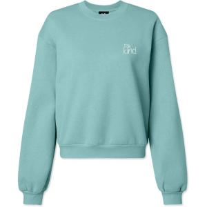 imageDALIX Be Kind Embroidered Fleece Relaxed Boxy Fit Long Sleeve Crewneck Sweatshirt WomensArctic Blue