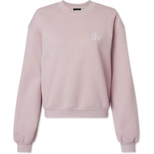 imageDALIX Be Kind Embroidered Fleece Relaxed Boxy Fit Long Sleeve Crewneck Sweatshirt WomensBlush
