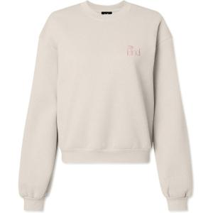 imageDALIX Be Kind Embroidered Fleece Relaxed Boxy Fit Long Sleeve Crewneck Sweatshirt WomensBone