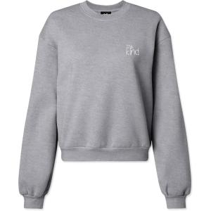 imageDALIX Be Kind Embroidered Fleece Relaxed Boxy Fit Long Sleeve Crewneck Sweatshirt WomensHeather Gray