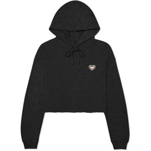 imageDALIX Heart Glow in the Dark Embroidered Fleece Cropped Hoodie Cold Fall Winter WomenDark Heather