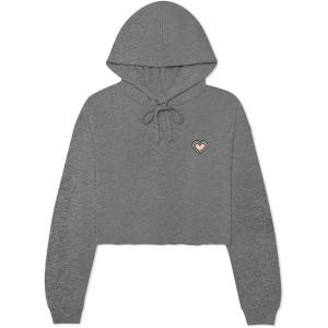 imageDALIX Heart Glow in the Dark Embroidered Fleece Cropped Hoodie Cold Fall Winter WomenDeep Heather