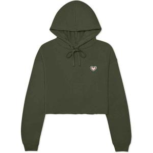 imageDALIX Heart Glow in the Dark Embroidered Fleece Cropped Hoodie Cold Fall Winter WomenMilitary Green