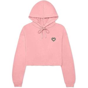 imageDALIX Heart Glow in the Dark Embroidered Fleece Cropped Hoodie Cold Fall Winter WomenPink