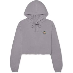 imageDALIX Heart Glow in the Dark Embroidered Fleece Cropped Hoodie Cold Fall Winter WomenStorm Gray