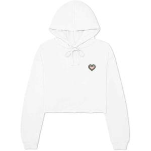 imageDALIX Heart Glow in the Dark Embroidered Fleece Cropped Hoodie Cold Fall Winter WomenWhite