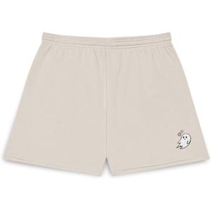 imageDALIX Heartly Ghost Embroidered Fleece Short Sweats Soft Warm WomensHtr Dust