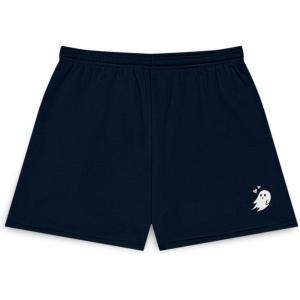 imageDALIX Heartly Ghost Embroidered Fleece Short Sweats Soft Warm WomensNavy Blue