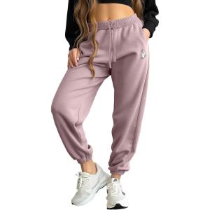 imageDALIX Heartly Ghost Embroidered Fleece Sweatpant Soft Warm WomensBlush