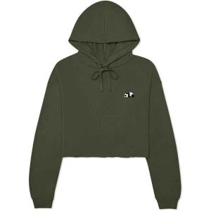 imageDALIX Panda Embroidered Fleece Cropped Hoodie Cold Fall Winter WomenMilitary Green