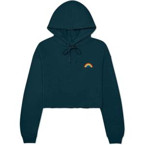 imageDALIX Rainbow Embroidered Fleece Cropped Hoodie Cold Fall Winter WomenAtlantic Green
