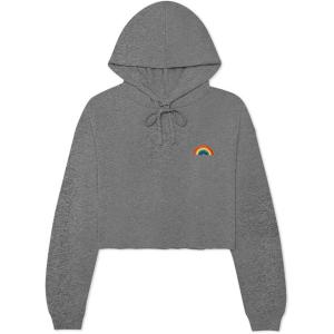 imageDALIX Rainbow Embroidered Fleece Cropped Hoodie Cold Fall Winter WomenDeep Heather