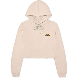 imageDALIX Rainbow Embroidered Fleece Cropped Hoodie Cold Fall Winter WomenHeather Dust