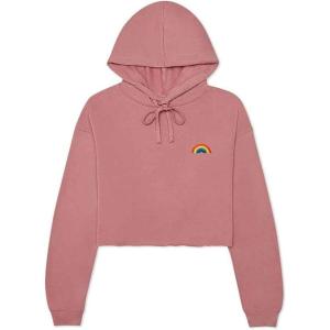 imageDALIX Rainbow Embroidered Fleece Cropped Hoodie Cold Fall Winter WomenMauve