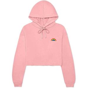 imageDALIX Rainbow Embroidered Fleece Cropped Hoodie Cold Fall Winter WomenPink