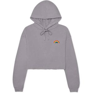 imageDALIX Rainbow Embroidered Fleece Cropped Hoodie Cold Fall Winter WomenStorm Gray