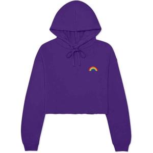 imageDALIX Rainbow Embroidered Fleece Cropped Hoodie Cold Fall Winter WomenTeam Purple
