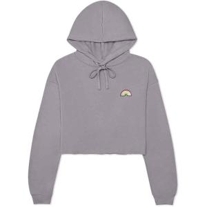 imageDALIX Rainbow Glow in the Dark Embroidered Fleece Cropped Hoodie Cold Fall Winter WomenStorm Gray