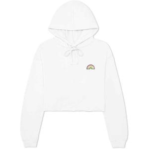 imageDALIX Rainbow Glow in the Dark Embroidered Fleece Cropped Hoodie Cold Fall Winter WomenWhite