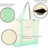 imageAutumn Cornucopia Womens Embroidered Tote Bag Natural CanvasMint Green