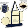imageAutumn Cornucopia Womens Embroidered Tote Bag Natural CanvasNavy Blue