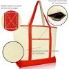imageAutumn Cornucopia Womens Embroidered Tote Bag Natural CanvasRed