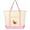 imageAutumn Cornucopia Womens Embroidered Tote Bag Natural CanvasPink