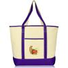 imageAutumn Cornucopia Womens Embroidered Tote Bag Natural CanvasPurple